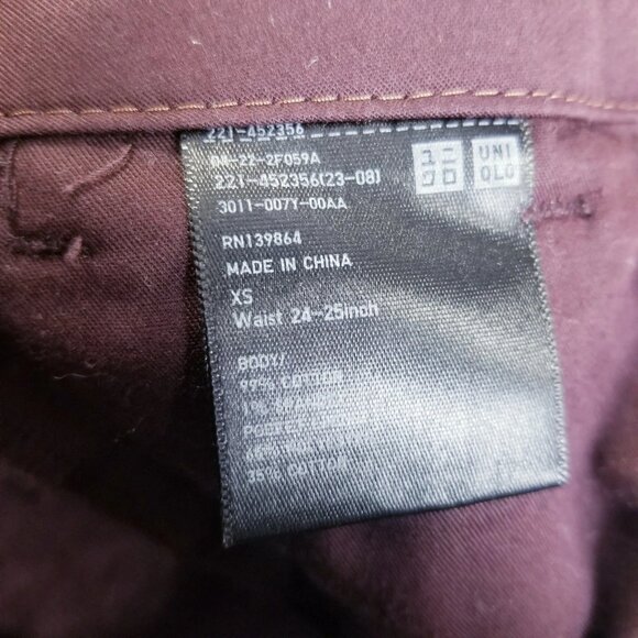 Uniqlo Corduroy Pants Women Size XS Burgundy Maroon Wide Leg - Picture 14 of 14